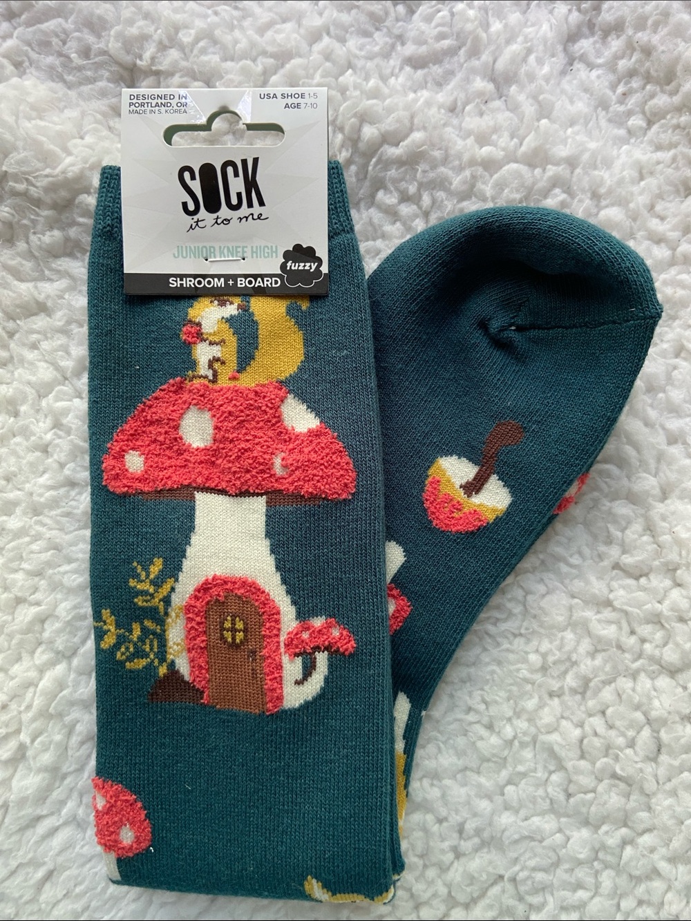 NWT Sock It To Me Shroom + Board Junior Knee High Mushroom Socks Shoe Size 1-5